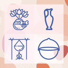 Simple set of urn related lineal icons