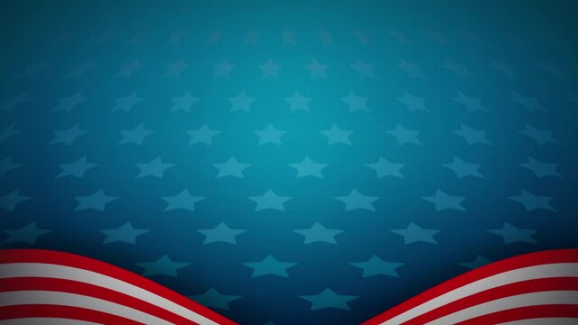 4K USA Background. Blue star pattern background with red and white stripes. America animated wallpaper