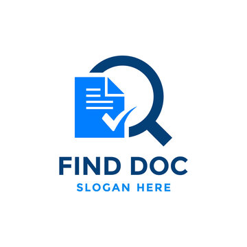 Review search logo design template. Magnifying glass icon with document paper sheet combination. Concept of analysing, correcting, evaluating, surveying, etc.