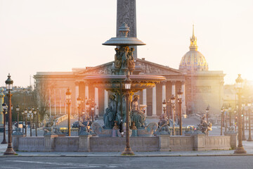 France, Paris, View of Place de la Concorde and National assembly at sunset