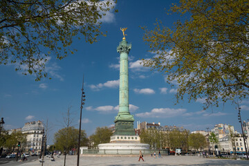  France, Paris, The column of Jules, monument to the French Revolution, at the Bastille square - 412172138