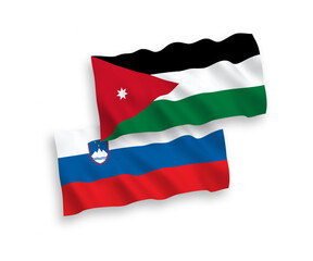 Flags of Slovenia and Hashemite Kingdom of Jordan on a white background