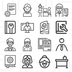 16 pack of tutor  lineal web icons set