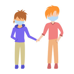 LGBT couple of men holding hands. Cartoon flat character for your creative design. Vector Illustration