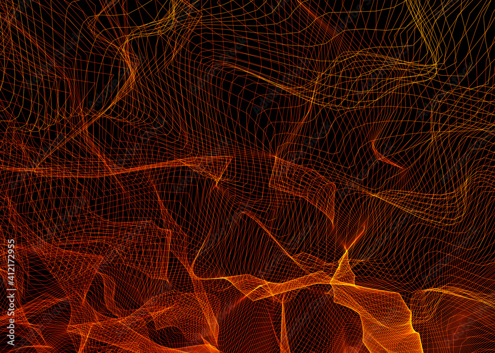 Fototapete 3d abstract background element. fractal graphics series. glowing red lines. information and energy c