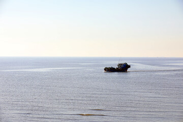 Wooden fishing boats sailing in the sea, North China