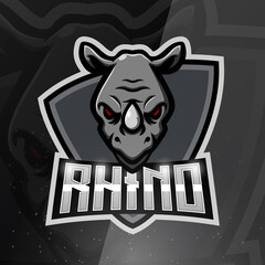 Rhino mascot esport logo design