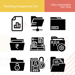 Simple set of convergence related filled icons.