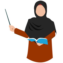hijab teacher character- usable in slide presentation