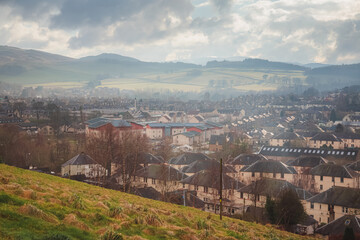 A view over the countryside town of Peebles in the Scottish Borders.