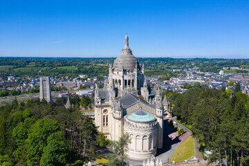 Fototapeta na wymiar France, Calvados department, Lisieux, Aerial view of Basilica of St. Therese of Lisieux in Normandy
