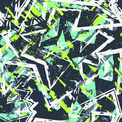 Seamless abstract urban pattern with curved geometry elementsand grunge curved lines