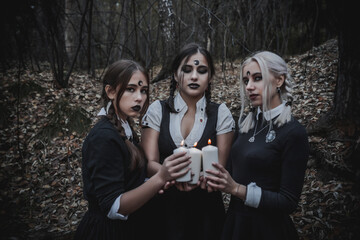 Witch in the form of a student in the forest