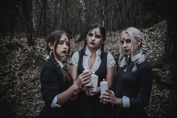 Witch in the form of a student in the forest