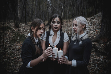 Witch in the form of a student in the forest