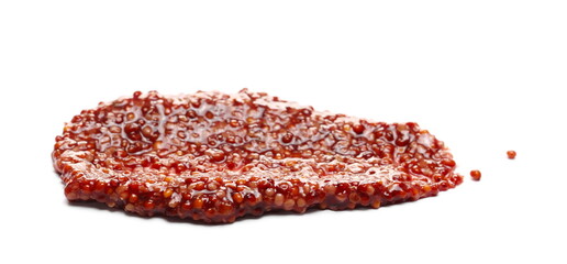 Dijon blackcurrant liqueur mustard isolated on white background