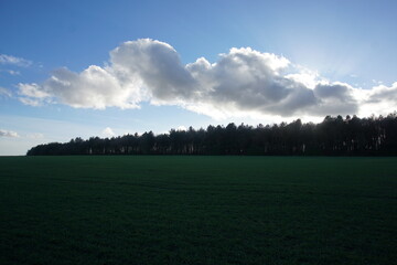 Massive cloud over the fields, hiding the sun, winter in suffolk, 2021