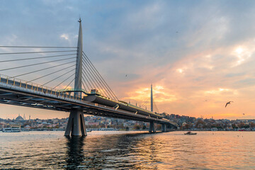 Metro Bridge view over Golden Horn in Istanbul