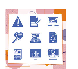 Simple set of 9 icons related to turn in