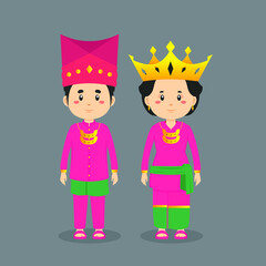 Couple Character Wearing Jambi Traditional Dress