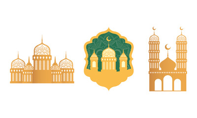 ramadan kareen celebration card with golden palaces