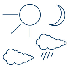 Meteorological signs, set of meteorological signs. Vector illustration.