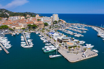 Fototapeta na wymiar France, Var department, Sainte Maxime, Aerial view of Sainte Maxime on French Riviera,