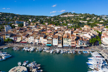 Fototapeta na wymiar France, bouches du rhone department, Cassis, Aerial view of Cassis, a fishing village located near Marseille