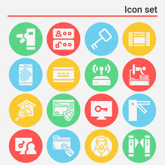 16 pack of log in  filled web icons set