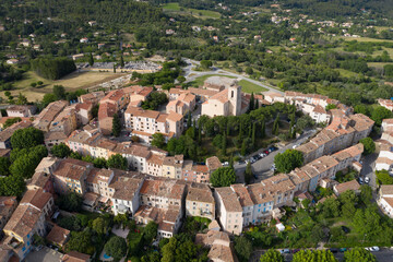 France, Var department, Flayosc, Aerial view of Flayosc, a typical french village in Provence