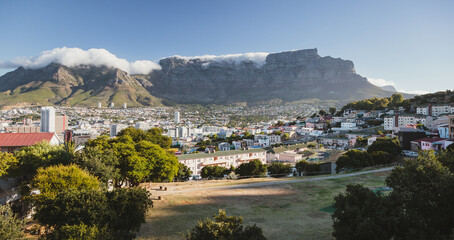 View of Cape Town and Table Mountain from Bo-Kaap district, South Africa