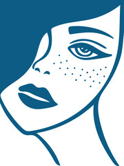 Woman`s face simple drawing. Sad expression. Vector