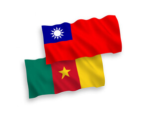 Fototapeta premium Flags of Cameroon and Taiwan on a white background