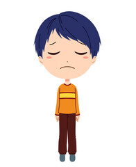 落ち込んだ表情の男の子の全身イラスト