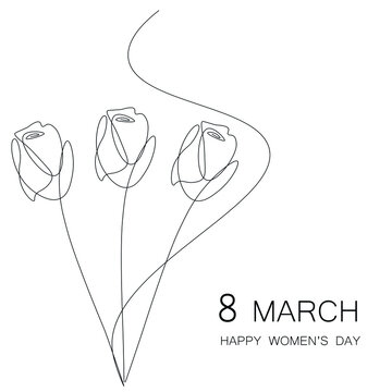 Womens day card with flowers reses vector illustration
