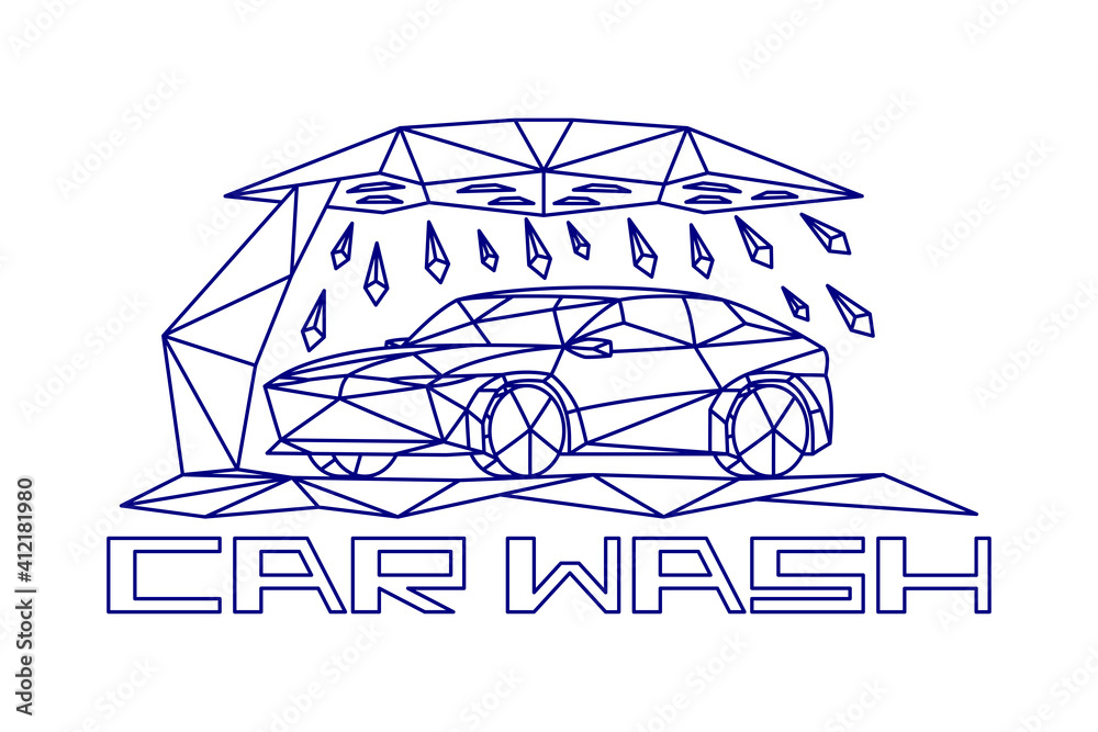 Poster Abstract car wash icon on white background.