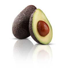 avocado cut half isolated on white background