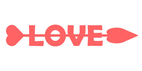 Vector love icon. Love icon with an arrow from a heart. Love concept. Vector illustration.