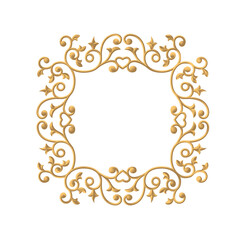 Abstract golden floral frame concept over white background