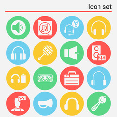 16 pack of instruments  filled web icons set