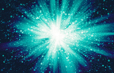 Blue sparkle rays glitter lights with bokeh elegant abstract holiday background.Vintage background.