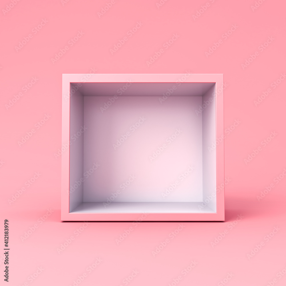 Aufkleber sweet exhibition booth blank box stand isolated on pink pastel color background minimal conceptual 3