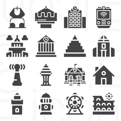 16 pack of architects filled web icons set