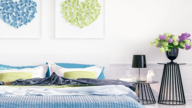 Cosy Summer Colors Bedroom Design - loopable 3D Visualizationom