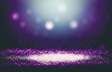 Purple and Pink sparkle rays glitter lights with bokeh elegant show on stage abstract background. Vintage  background.