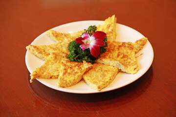 Fried eggs with noodles fish, Chinese characteristic