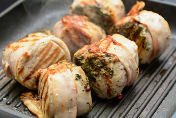 Grilling of pork tenderloin steaks
