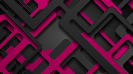 Abstract pink black paper cut stripes corporate background