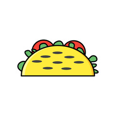 Taco fast food coloured icon vector