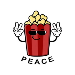 cute popcorn cartoon mascot character